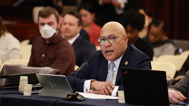 Jacques Jiha, Director of the New York City Mayor's Office of Management and Budget is pictured answering questions regarding New York City Budget surplus during Budget Hearings at City Council Chambers early Monday March 04, 2024.(Luiz C. Ribeiro for NY Daily News)